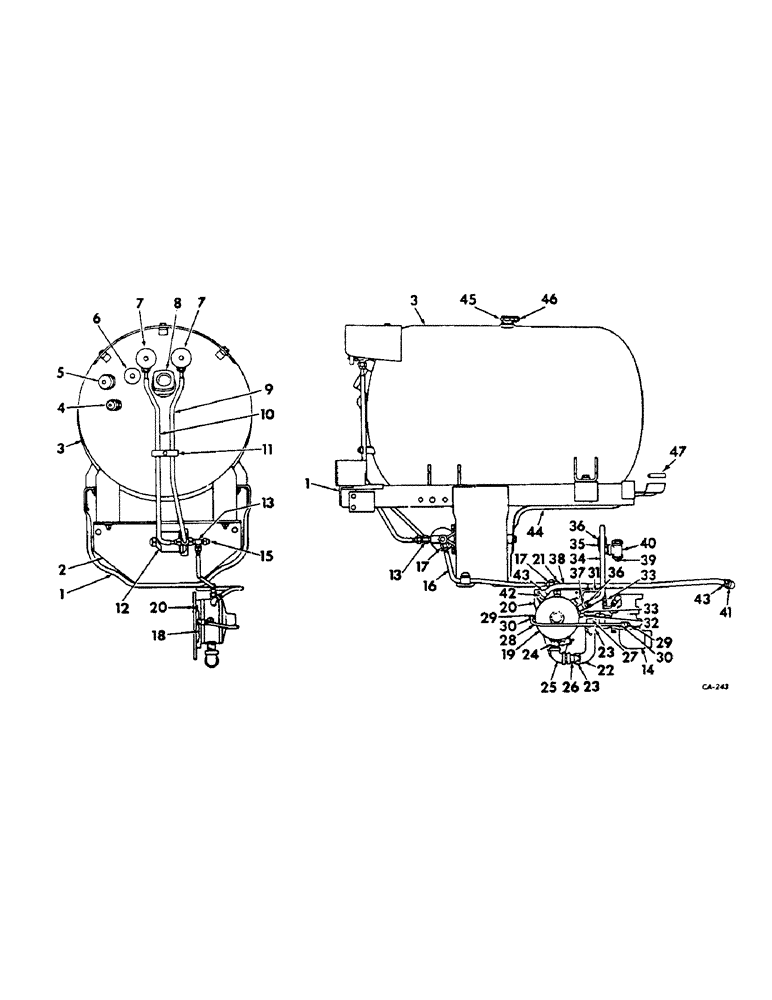 Схема запчастей Case IH 806 - (E-15) - FUEL SYSTEM, FUEL TANKS, SUPPORTS AND PIPING, LP GAS, ENGINE SERIAL NO. 5483 AND ABOVE (02) - FUEL SYSTEM