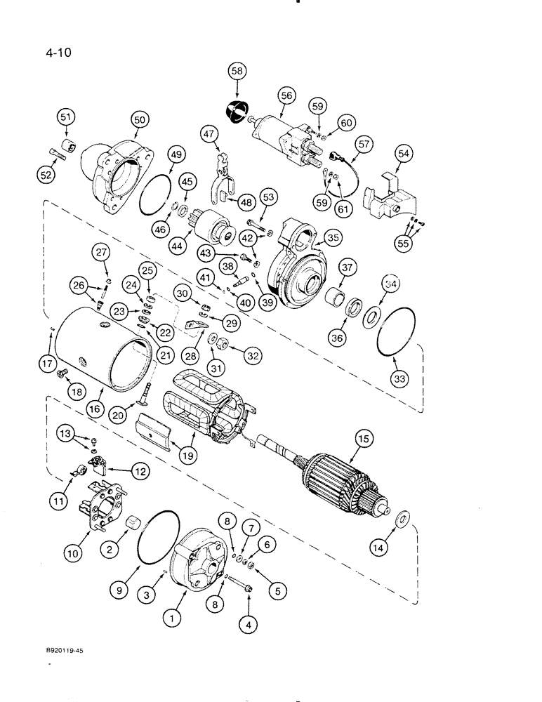 Схема запчастей Case IH 6830T - (4-10) - STARTER ASSEMBLY, A187728 