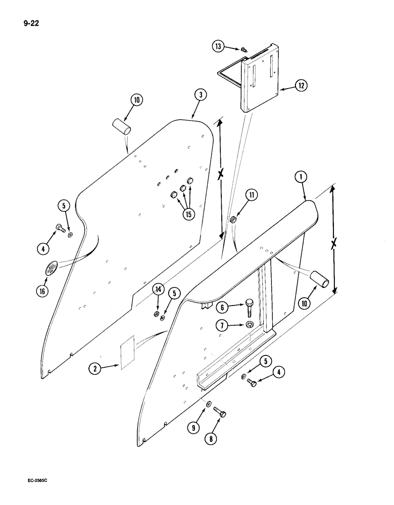 Схема запчастей Case IH 895 - (9-022) - REAR FENDERS, CROWN TOP (09) - CHASSIS/ATTACHMENTS