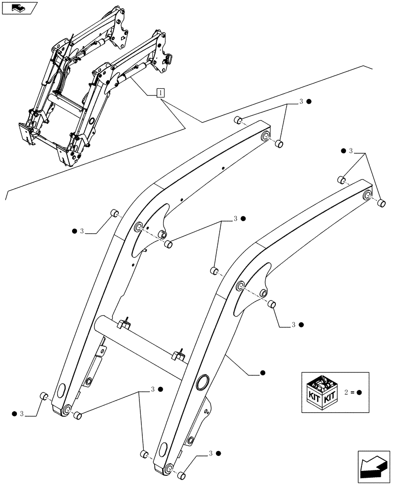 Схема запчастей Case IH FARMALL 65C - (82.100.0101[03]) - FRONT LOADER (SELF LEVELLING) - BREAKDOWN - LOADER ARM - NAR (VAR.334489-339489) (82) - FRONT LOADER & BUCKET