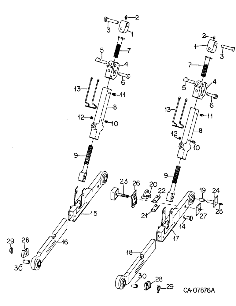 Схема запчастей Case IH 3688 - (09-15) - FRAME, TELESCOPING LOWER LINKS, TRACTOR WITH CATEGORY III, THREE POINT HITCH (12) - FRAME