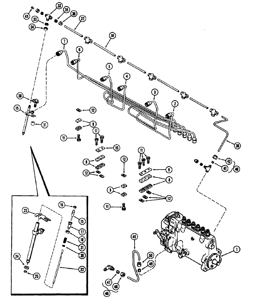 Схема запчастей Case IH 1370 - (046) - FUEL INJECTION SYSTEM, 504BDT, DIESEL ENGINE (03) - FUEL SYSTEM