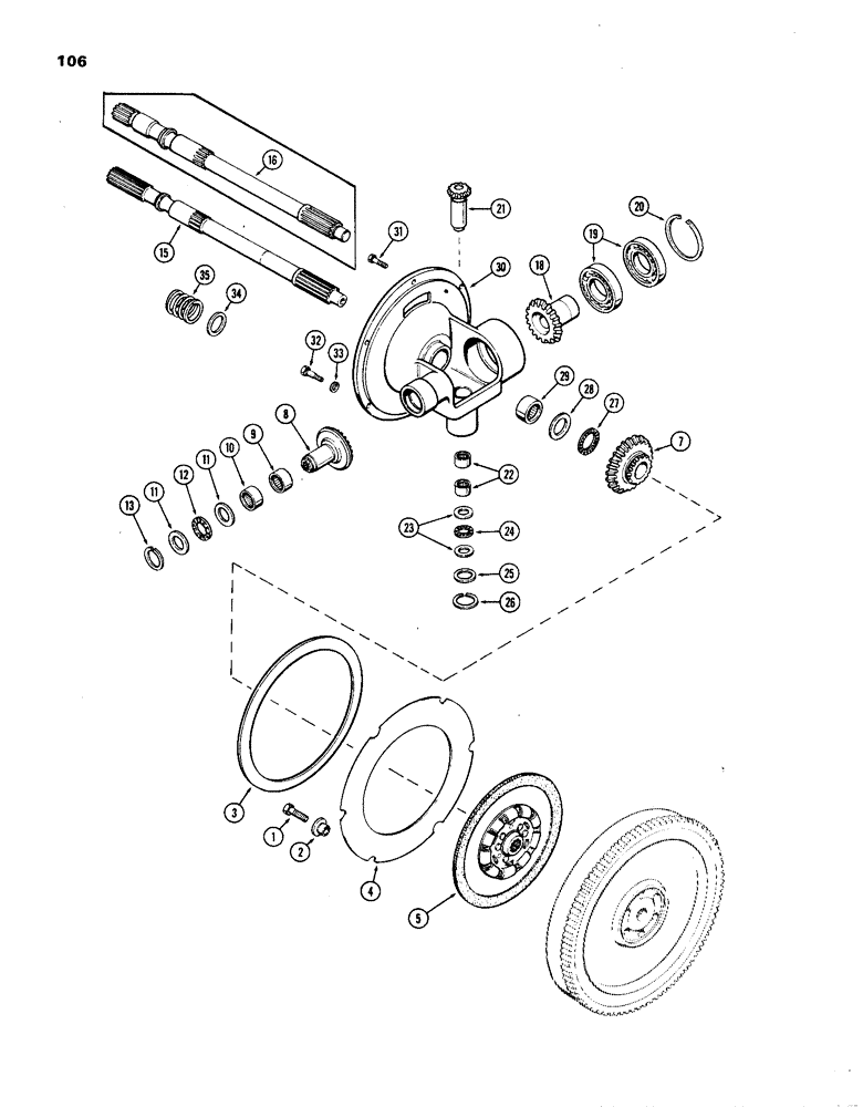 Схема запчастей Case IH 1270 - (106) - CLUTCH, TORQUE LIMITER AND PUMP DRIVE (06) - POWER TRAIN