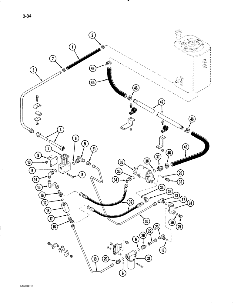 Схема запчастей Case IH 1670 - (8-84) - LEVELING SYSTEM, RESERVOIR TO PUMP (07) - HYDRAULICS