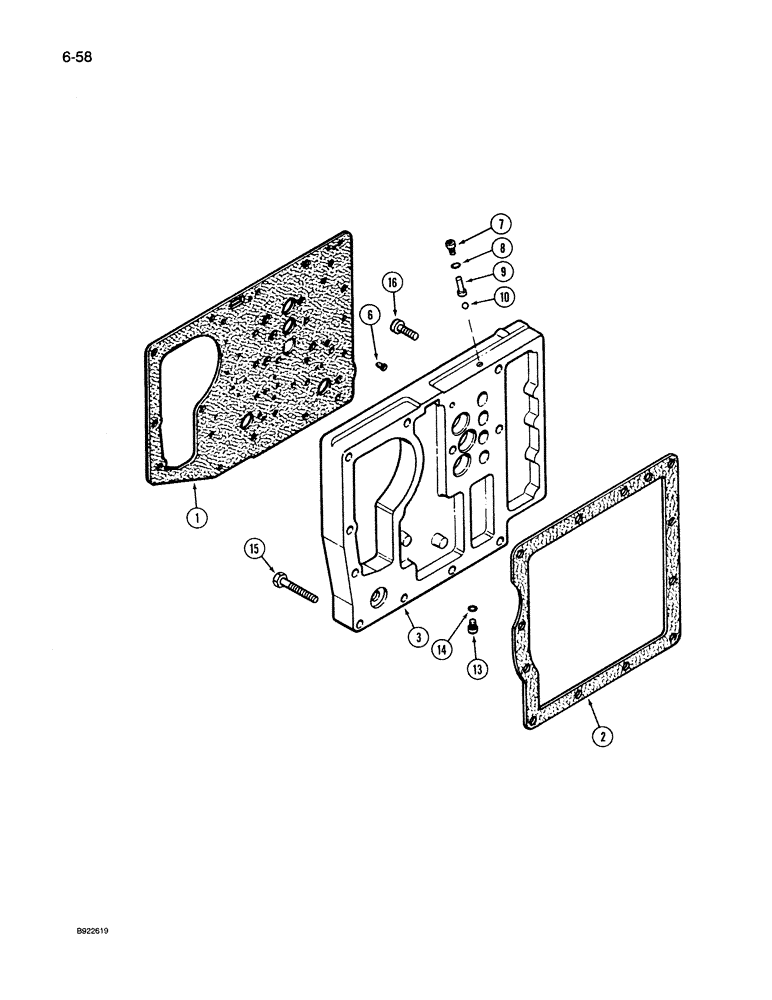 Схема запчастей Case IH 7130 - (6-058) - TRANSMISSION CONTROL VALVE MOUNTING PLATE, TWO SPEED REVERSE VALVES (06) - POWER TRAIN