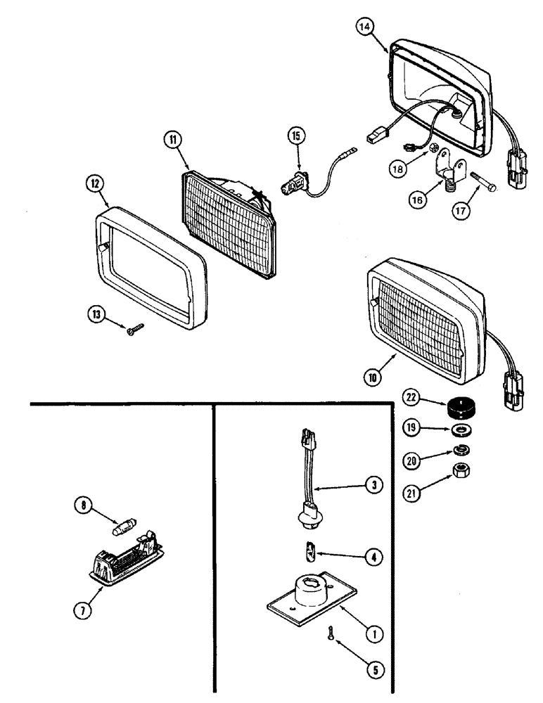 Схема запчастей Case IH 8910 - (4-042) - LAMP ASSEMBLIES (CONSOLE, CABE DOME AND CAB FLOOD LAMP) (04) - ELECTRICAL SYSTEMS