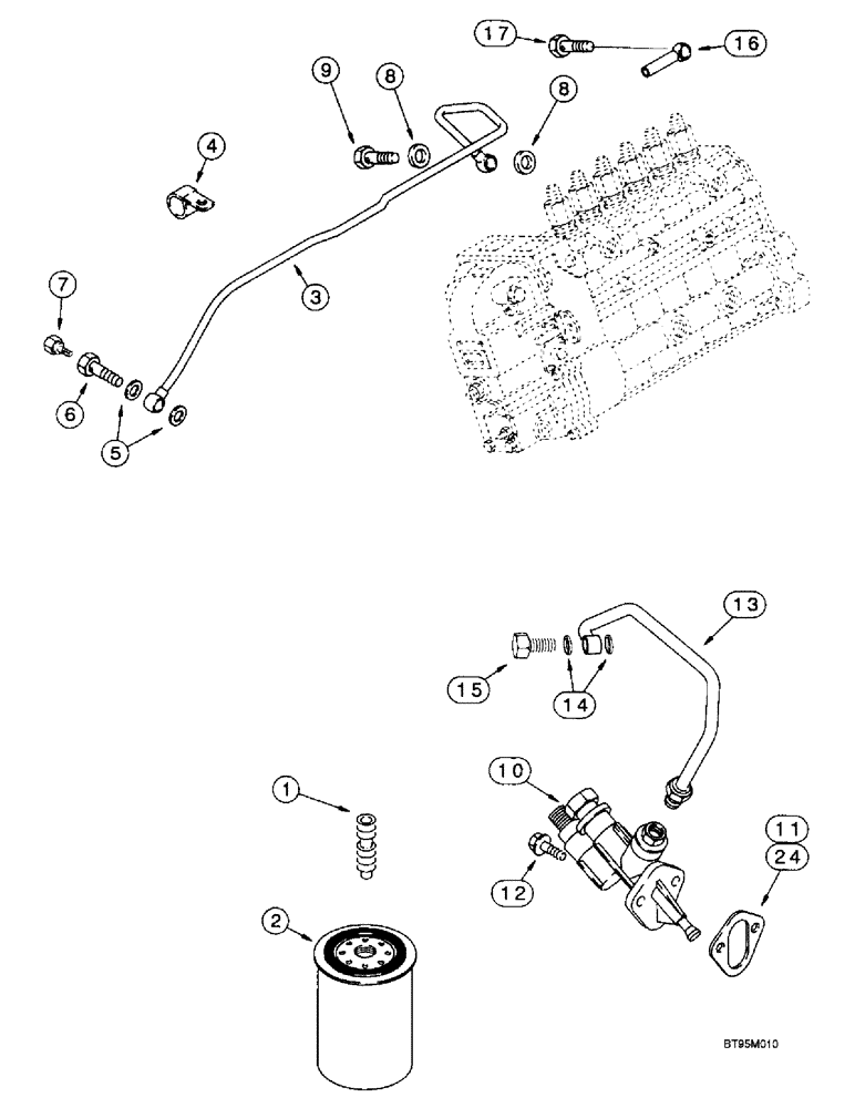 Схема запчастей Case IH 2166 - (3-04) - FUEL FILTER AND TRANSFER PUMP, 6T-830 ENGINE, PRIOR TO COMBINE P.I.N. JJC0180000 (02) - FUEL SYSTEM