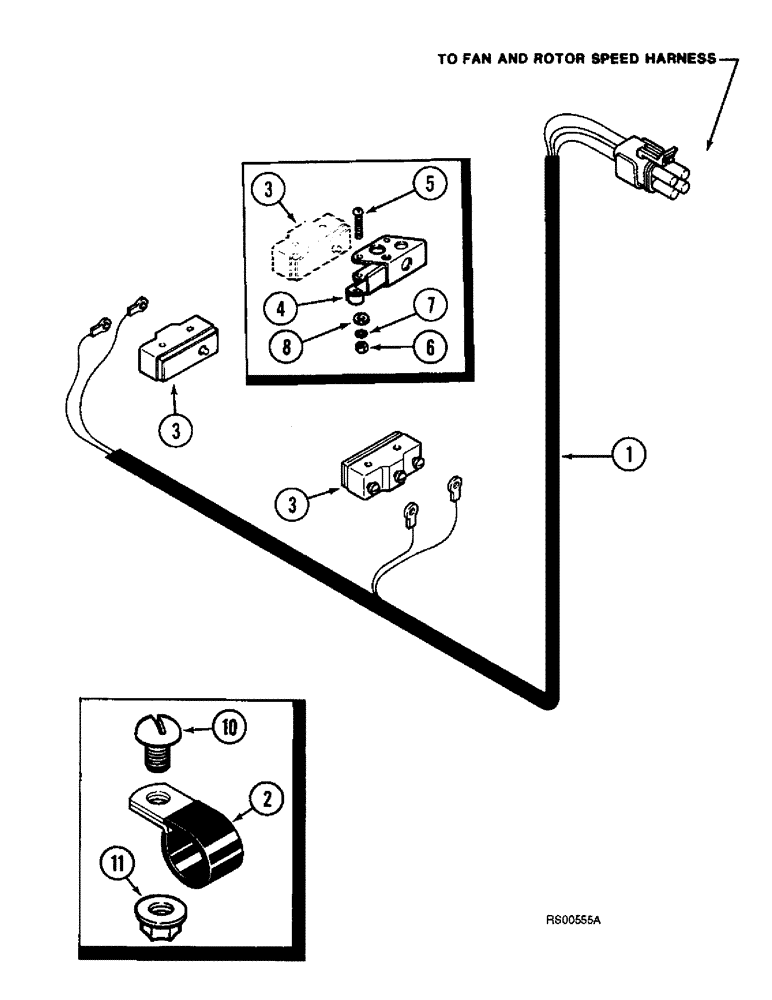 Схема запчастей Case IH 1680 - (4-38) - ROTOR LIMIT SWITCH HARNESS (06) - ELECTRICAL