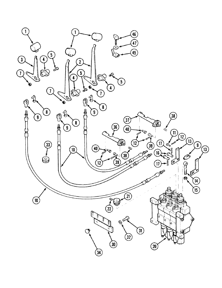 Схема запчастей Case IH 2594 - (8-032) - REMOTE HYDRAULIC CONTROLS, THREE CIRCUIT REMOTE (08) - HYDRAULICS