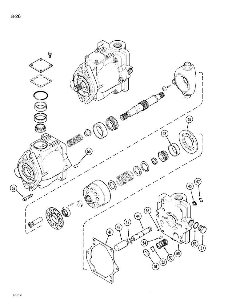 Схема запчастей Case IH 1896 - (8-26) - GEAR AND PISTON PUMP ASSEMBLY, PISTON PUMP (08) - HYDRAULICS