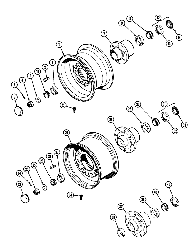 Схема запчастей Case IH 2290 - (5-214) - FRONT WHEEL AND HUB (05) - STEERING