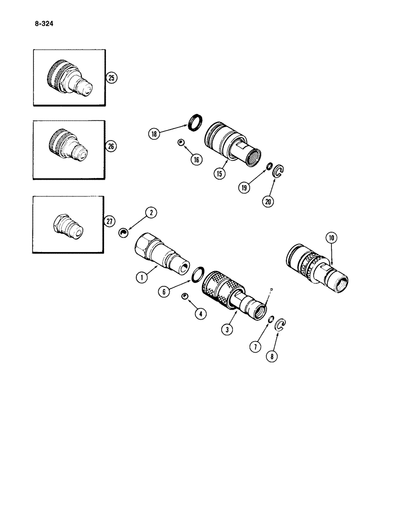 Схема запчастей Case IH 4994 - (8-324) - REMOTE HYDRAULIC BREAKAWAY COUPLINGS (08) - HYDRAULICS