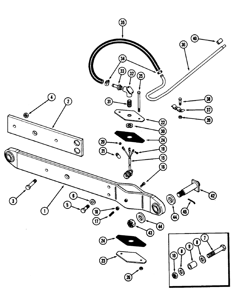 Схема запчастей Case IH 4890 - (9-342) - THREE POINT HITCH, DRAFT ARMS AND SENSOR, P.I.N. 8860450 AND AFTER (09) - CHASSIS/ATTACHMENTS