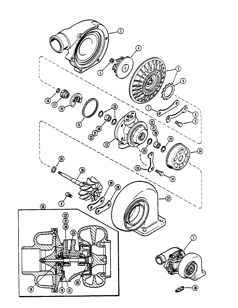 Схема запчастей Case IH 2590 - (2-24) - TURBOCHARGER, 504BDT, DIESEL ENGINE (02) - ENGINE