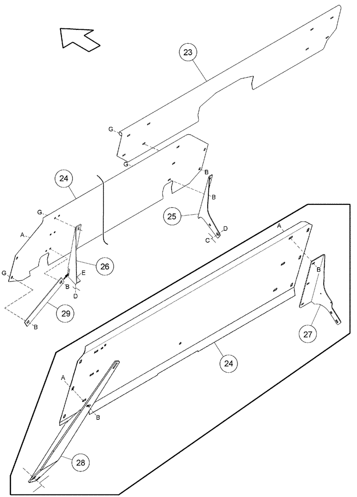 Схема запчастей Case IH 2052 - (09-29) - UPPER CROSS AUGER SHIELDING, EUROPEAN HEADERS (03) - CHASSIS/MOUNTED EQUIPMENT