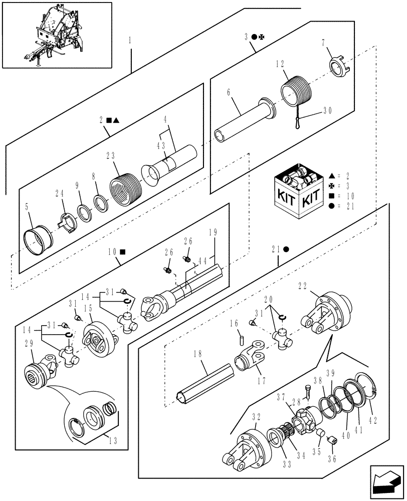 Схема запчастей Case IH RBX453 - (01.50) - POWER TAKE OFF, 540 RPM, CUT-OUT CLUTCH, NORTH AMERICA, PRIOR TO P.I.N. Y6N016413 (01) - POWER TAKE OFF