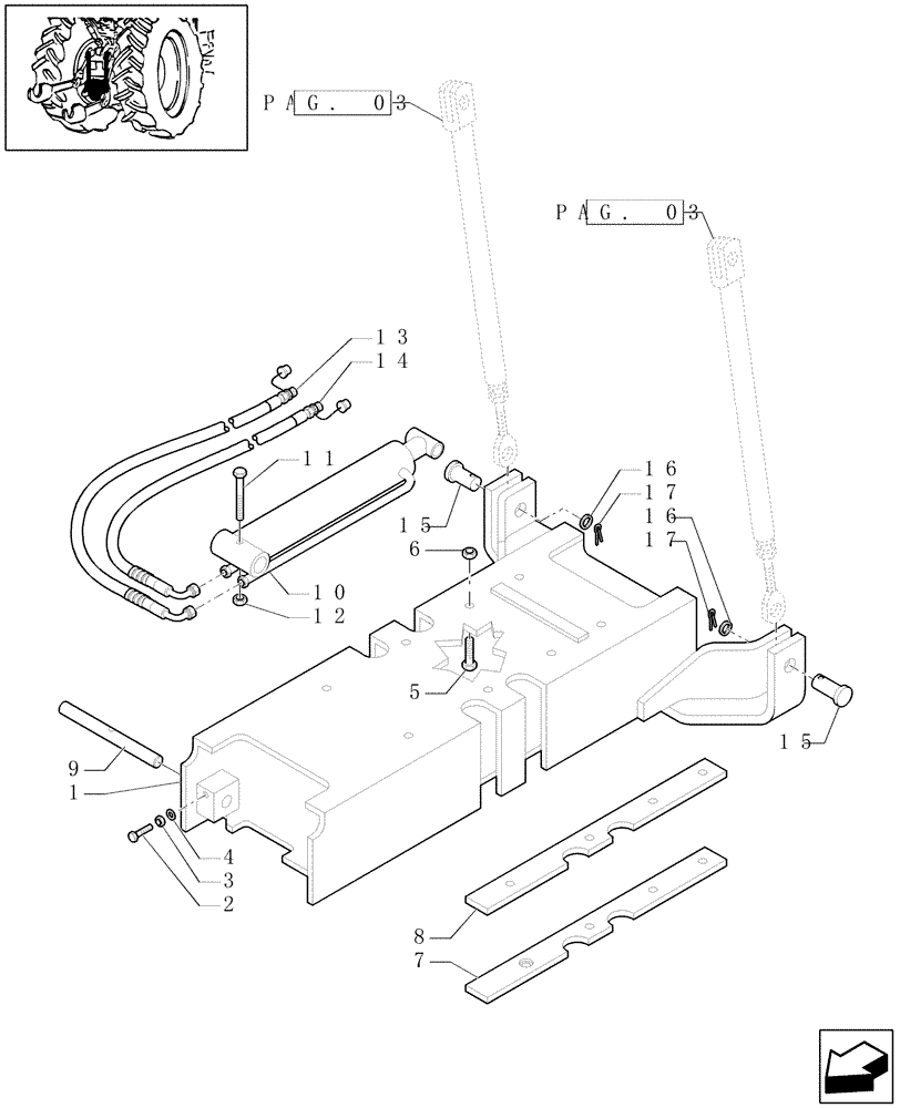 Схема запчастей Case IH PUMA 210 - (1.89.3[02]) - (VAR.248) HYDRAULIC AUTO PICK-UP HITCH WITH DRAWBAR (09) - IMPLEMENT LIFT