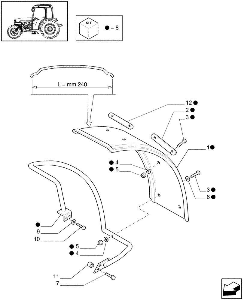 Схема запчастей Case IH JX1085C - (1.43.0/03) - (VAR.860) 2WD FRONT MUDGUARDS (04) - FRONT AXLE & STEERING