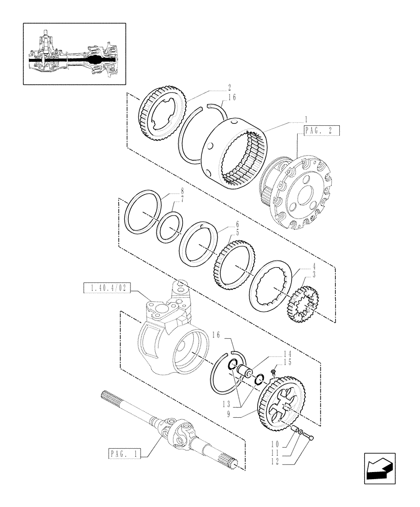 Схема запчастей Case IH JX1095C - (1.40.4/10[03]) - (VAR.324) STANDARD FRONT AXLE W/LOCK, DIFFER. MEC. W/FRONT BRAKE (40KM/H) - COVER PLATE (04) - FRONT AXLE & STEERING