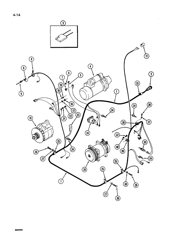 Схема запчастей Case IH 9240 - (4-014) - ENGINE HARNESS, 9240 TRACTOR (04) - ELECTRICAL SYSTEMS