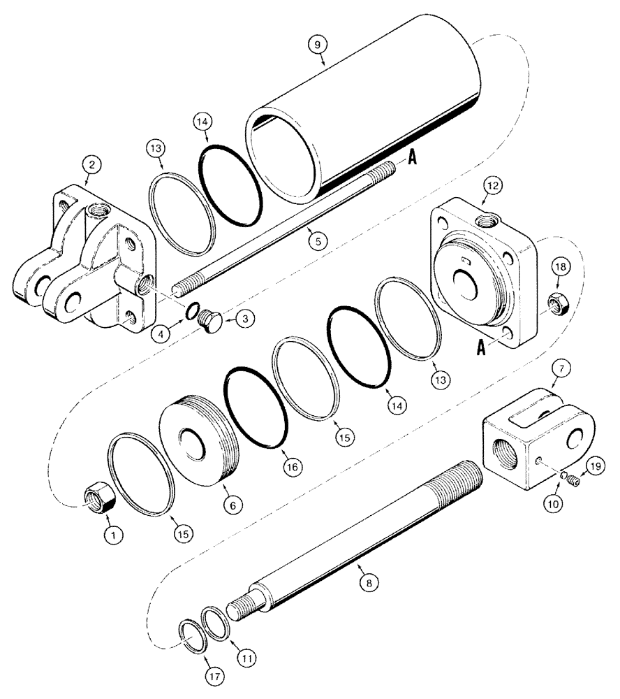 Схема запчастей Case IH 770 - (08-18) - TRANSPORT LIFT CYLINDER - 1272148C91 (08) - HYDRAULICS