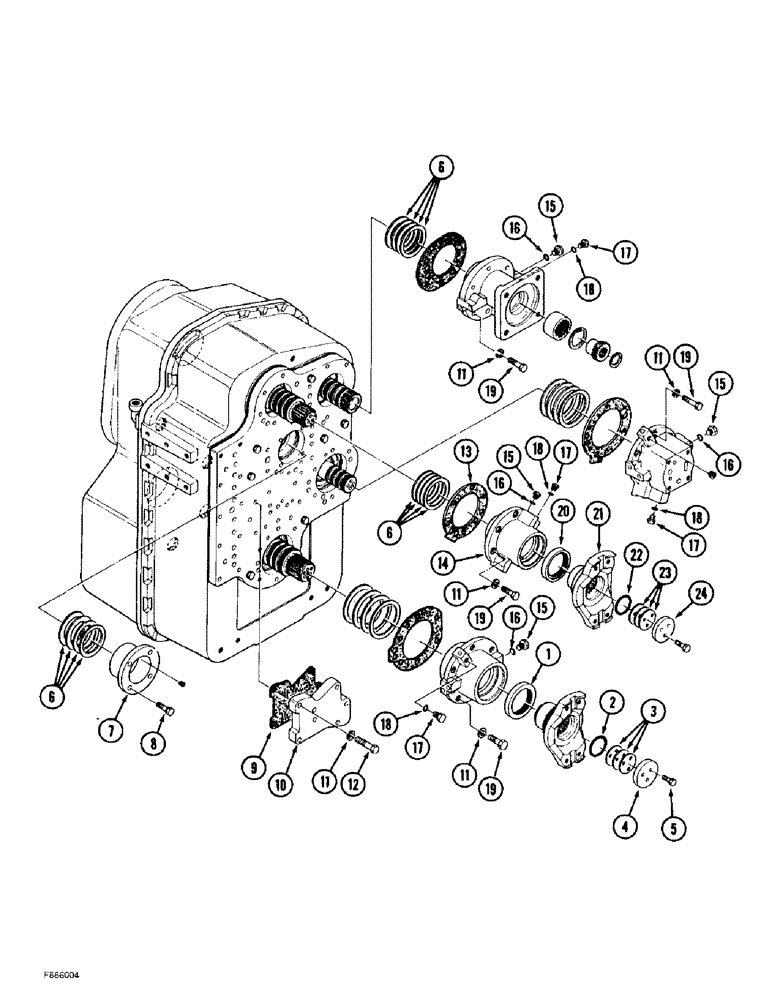 Схема запчастей Case IH 9350 - (6-010) - POWER SHIFT TRANSMISSION ASSEMBLY, FRONT COVERS AND YOKE (06) - POWER TRAIN