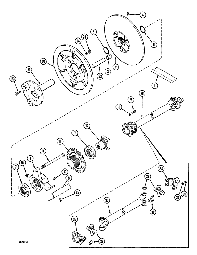 Схема запчастей Case IH 1688 - (9A-08) - SEPARATOR JACKSHAFT DRIVE (13) - FEEDER