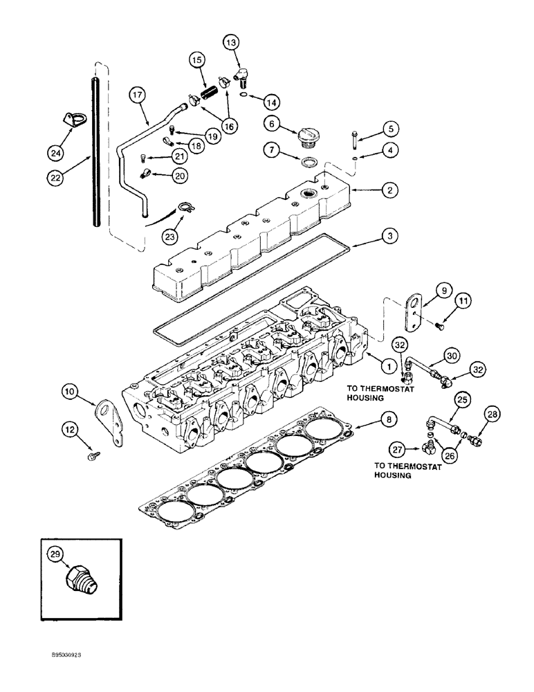 Схема запчастей Case IH 9310 - (2-038) - CYLINDER HEAD COVER & GASKET, 6T-830 ENGINE, 6TA-830 ENGINE, PRIOR TO S/N JEE0036501 (02) - ENGINE