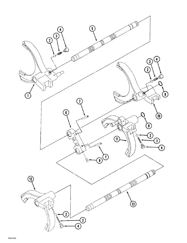 Схема запчастей Case IH 9390 - (6-050) - 12 SPEED SYNCHROSHIFT TRANSMISSION ASSEMBLY, SHIFTER FORK ASSEMBLY (06) - POWER TRAIN