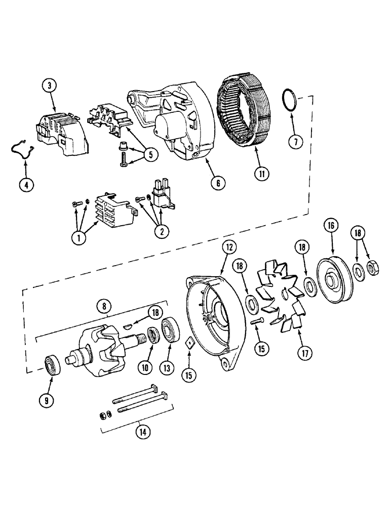 Схема запчастей Case IH 1594 - (4-72) - K957357 ALTERNATOR ASSEMBLY, ENGINES PRIOR TO P.I.N. 11468481 (04) - ELECTRICAL SYSTEMS