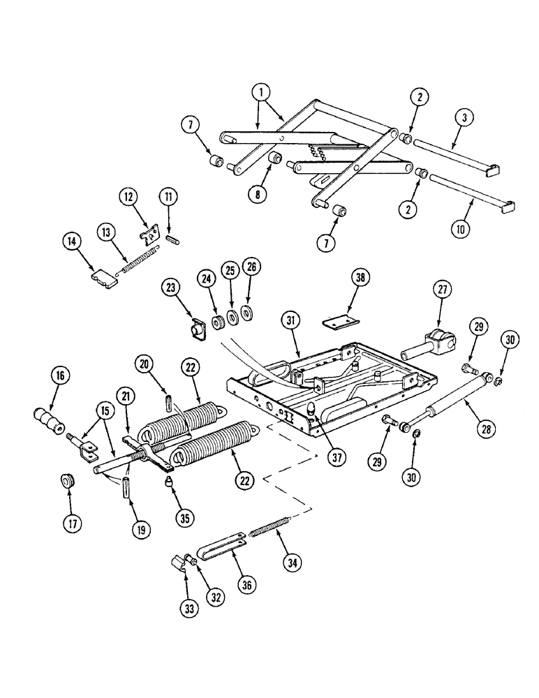 Схема запчастей Case IH 1494 - (9-426) - SEAT SUSPENSION MECHANISM, TRACTORS WITH CAB (09) - CHASSIS/ATTACHMENTS