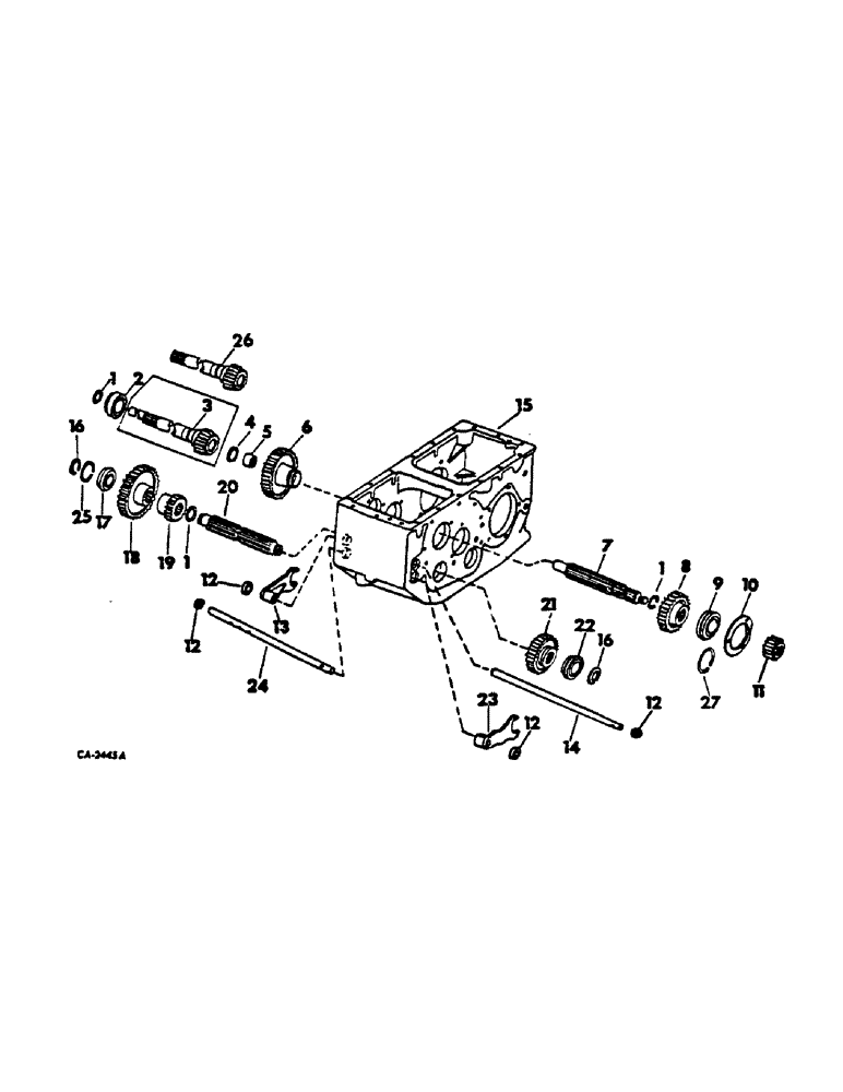 Схема запчастей Case IH 615 - (07-04) - DRIVE TRAIN, TRANSMISSION, TRANSMISSION MAIN SHAFT, INPUT DRIVE SHAFT, INPUT PINION SHAFT, SHIFTER R Drive Train