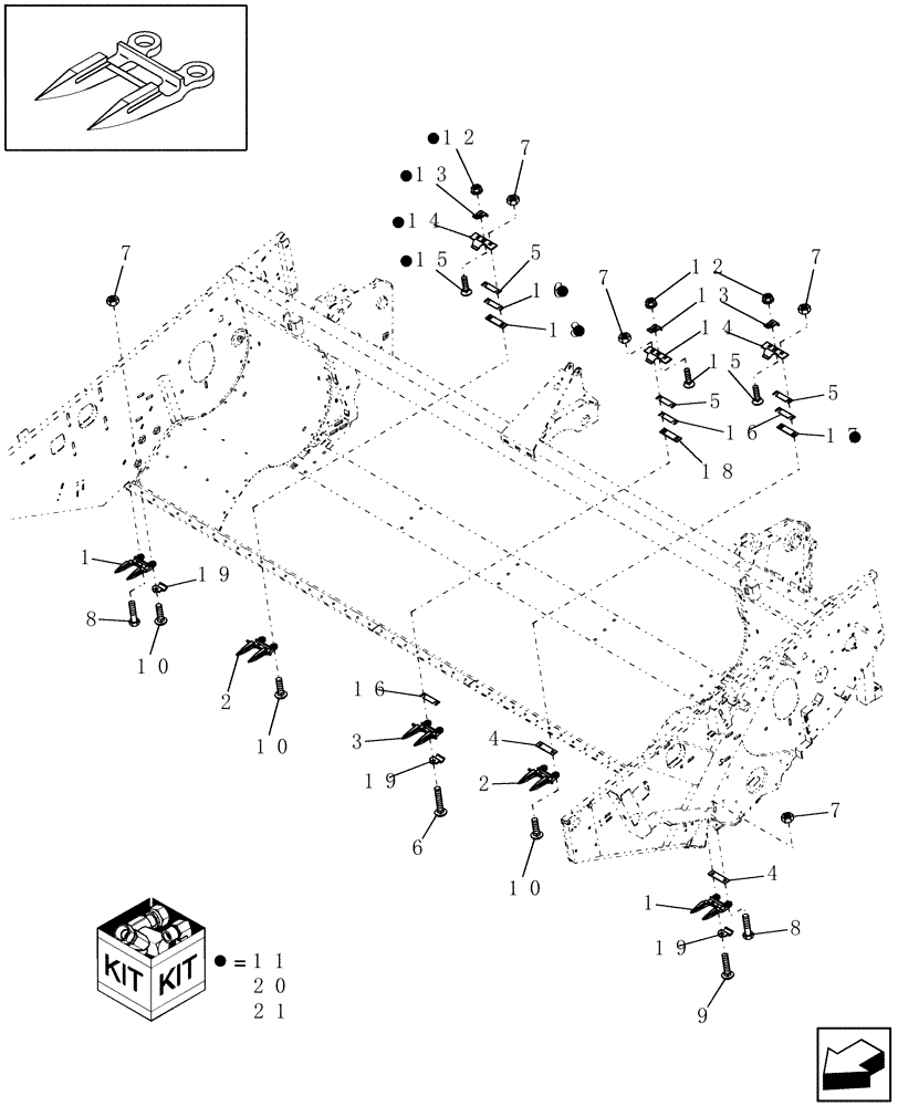 Схема запчастей Case IH HDX122 - (20.14.03) - CUTTERBAR GUARDS (58) - ATTACHMENTS/HEADERS