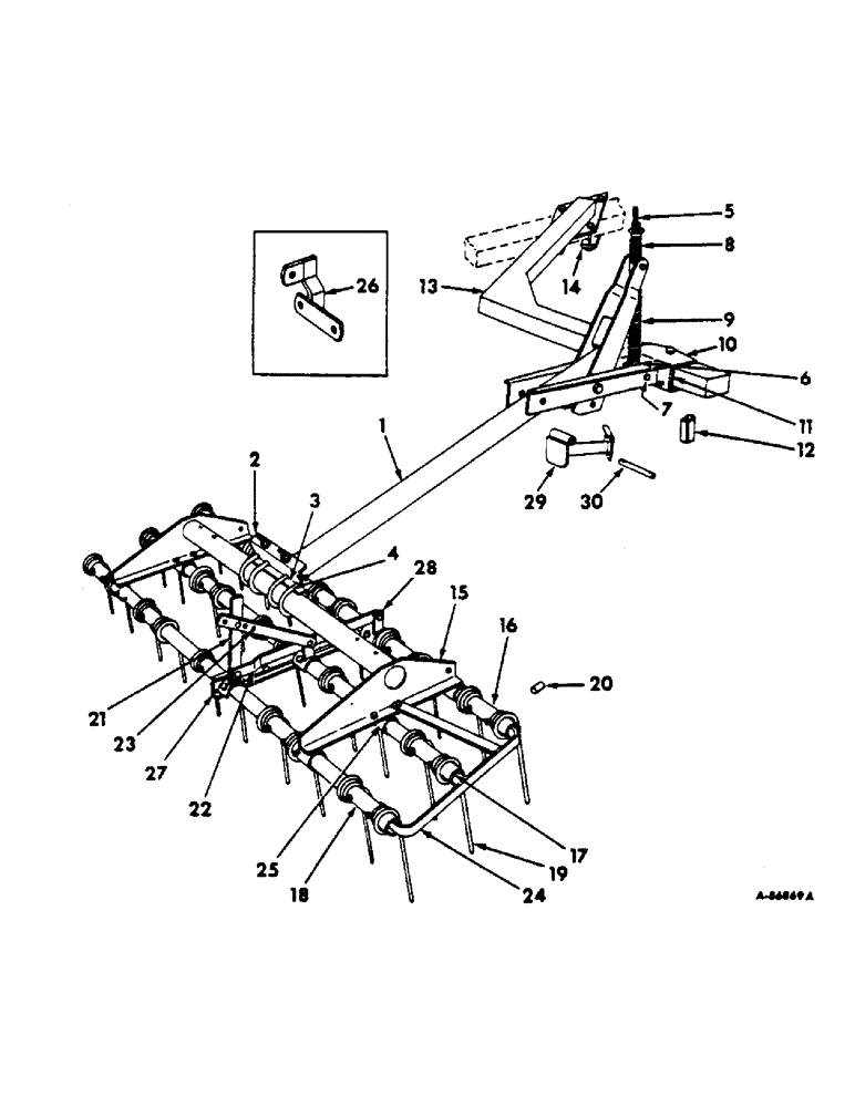 Схема запчастей Case IH 60 - (C-26) - PLOW MULCHER CENTER BAR AND END GUARD, 1966 TO 1972 