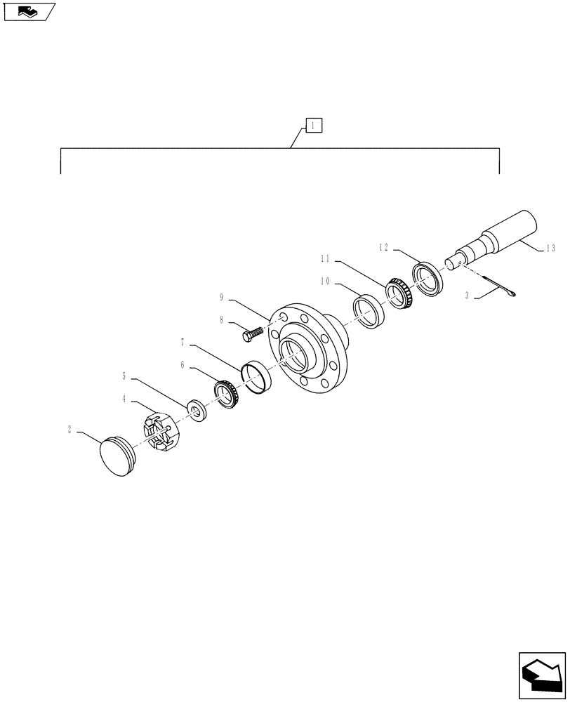 Схема запчастей Case IH TIGERMATE II - (44.100.13) - 709 HUB & SPINDLE ASSEMBLY (44) - WHEELS