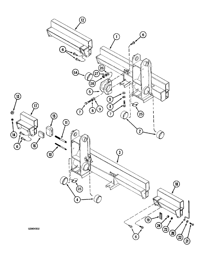 Схема запчастей Case IH 2055 - (9A-82) - TOOLBAR ASSEMBLY, WITH AMBER REFLECTOR ONLY - ITEM 19 (13) - PICKING SYSTEM