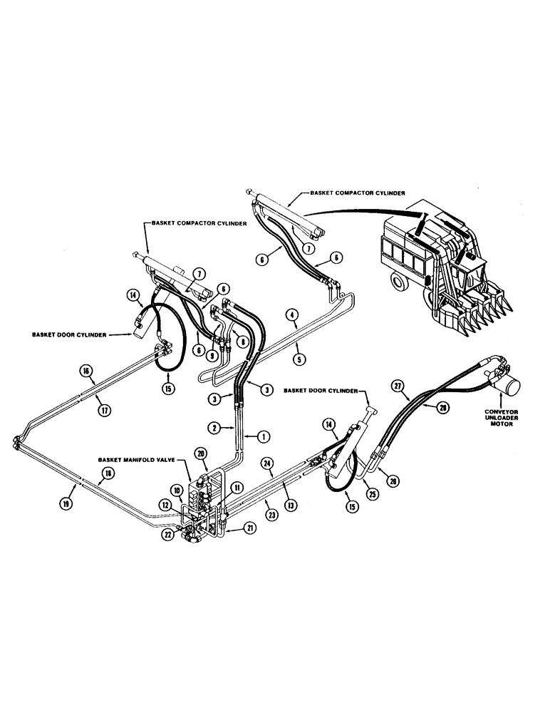 Схема запчастей Case IH 1822 - (1-18) - PICTORIAL INDEX BASKET COMPONENT HYDRAULIC SYSTEM (00) - PICTORIAL INDEX