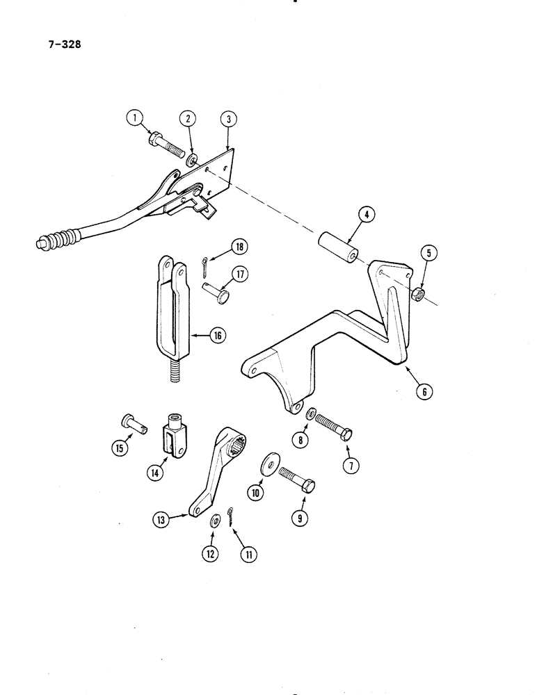 Схема запчастей Case IH 485 - (7-328) - PARK LOCK LINKAGE, HEAVY DUTY, MFD TRACTORS, P.I.N. 18001 AND AFTER (07) - BRAKES