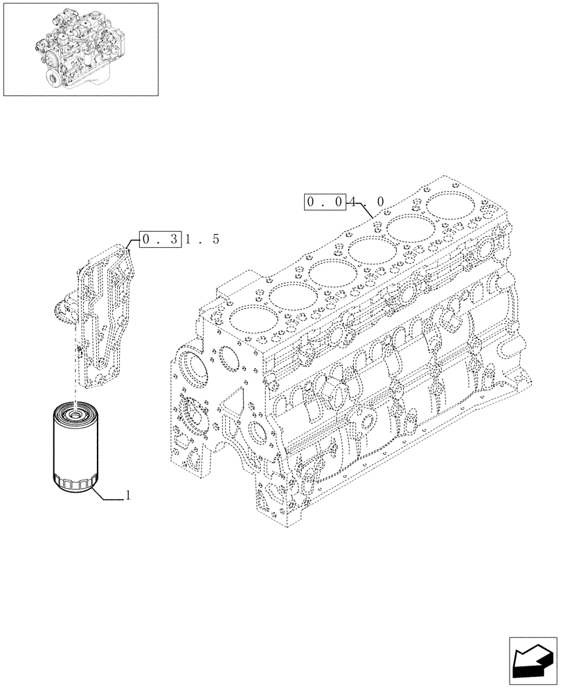 Схема запчастей Case IH PX140 - (0.30.2[01]) - OIL FILTERS - ENGINE (504074042) (02) - ENGINE