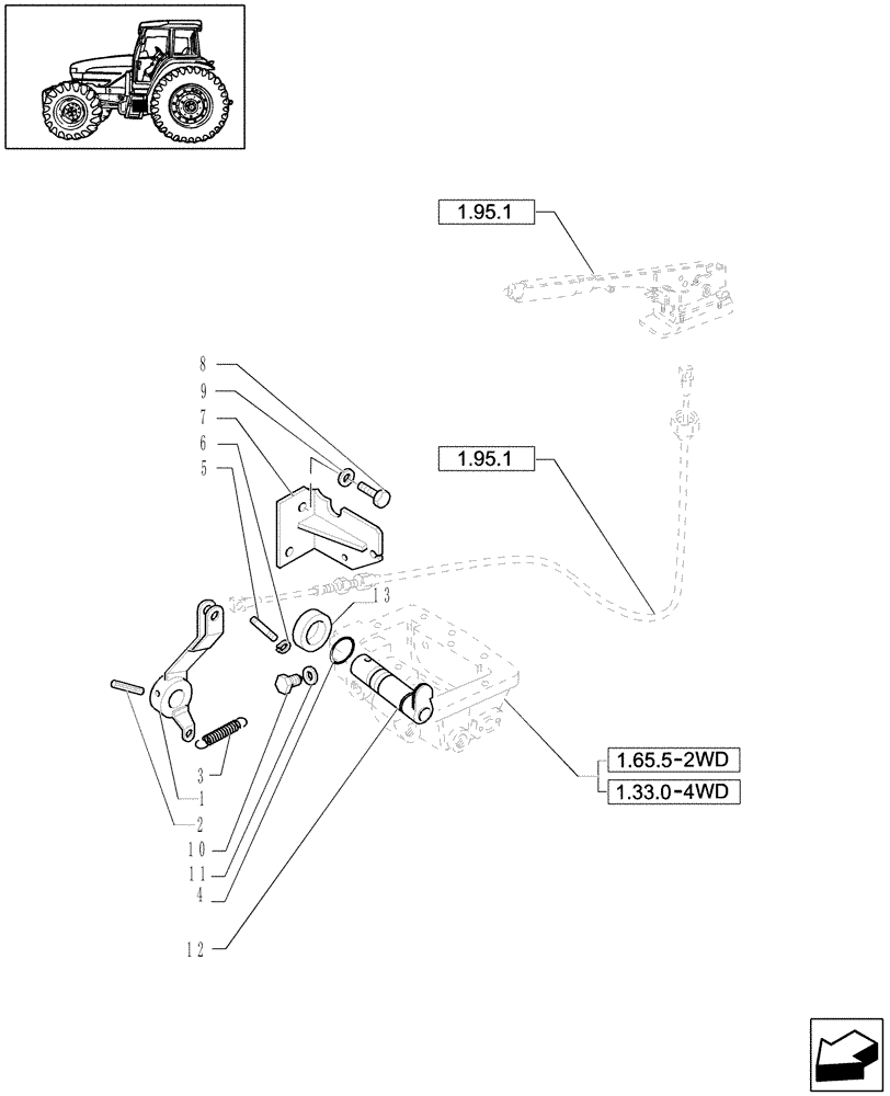 Схема запчастей Case IH JX1070U - (1.67.2) - HANDBRAKE CONTROL (05) - REAR AXLE