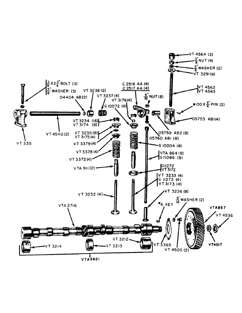 Схема запчастей Case IH 300-SERIES - (012) - SPARK IGNITION ENGINES, VALVES, PUSH RODS AND CAMSHAFT (02) - ENGINE