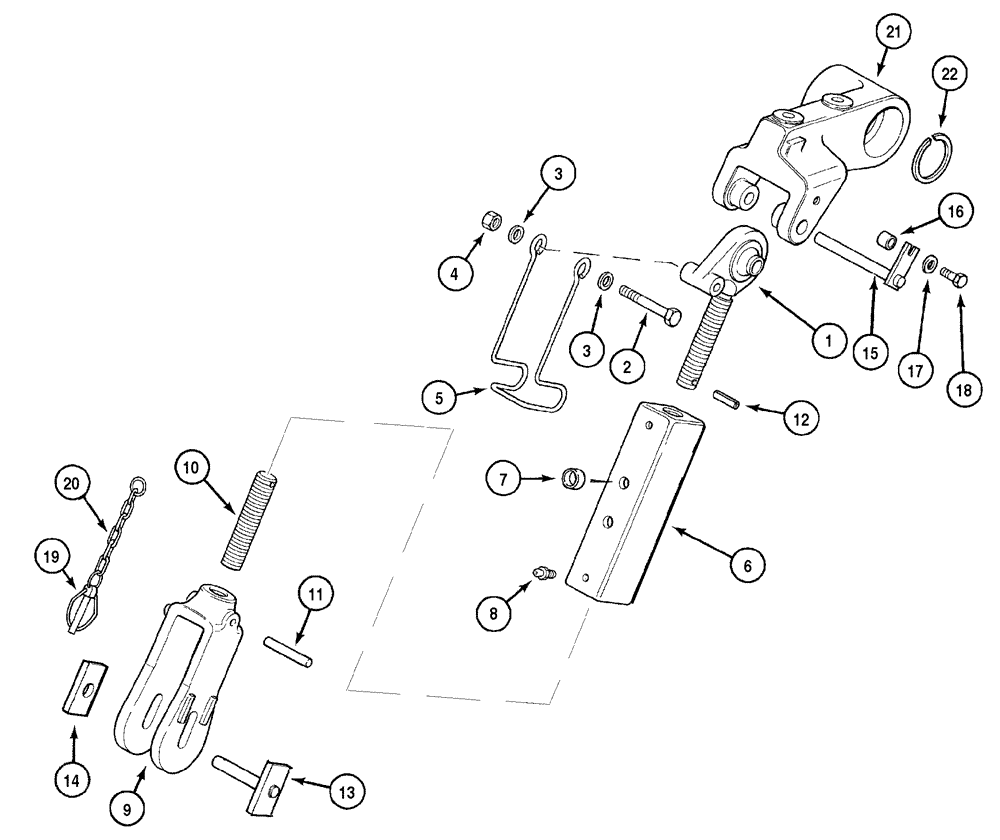 Схема запчастей Case IH MX100C - (09-58) - HITCH UPPER LIFT LINKS (09) - CHASSIS