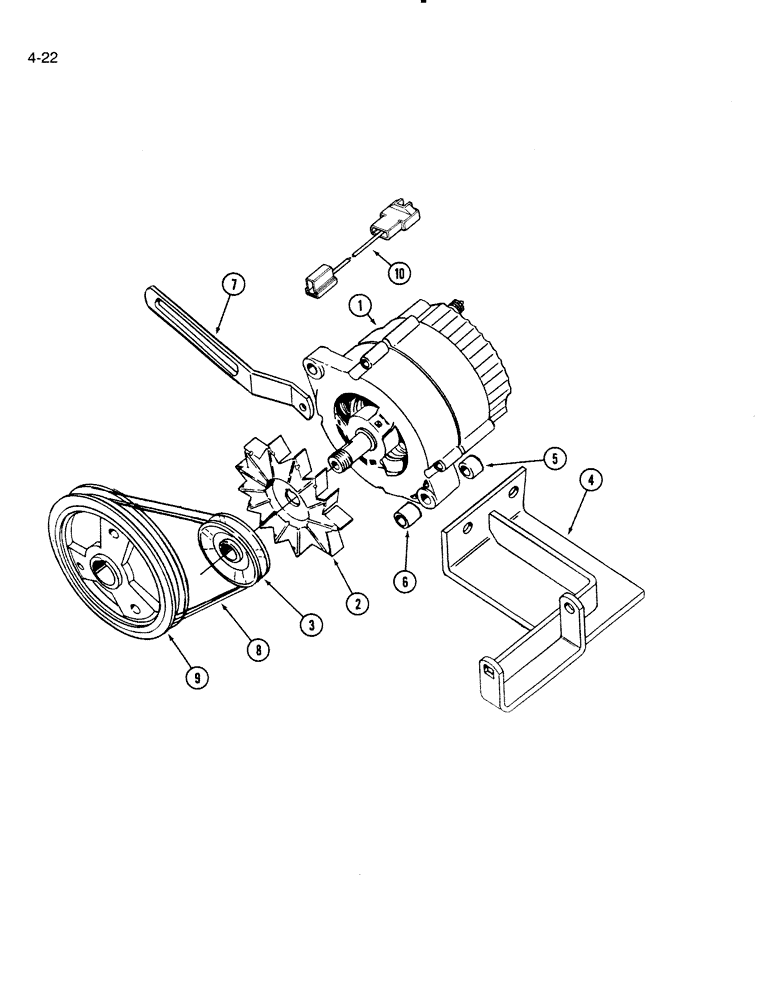 Схема запчастей Case IH 4000 - (4-22) - ALTERNATOR MOUNTING, 4000 WINDROWER P.I.N. 6005 AND AFTER (04) - ELECTRICAL SYSTEMS