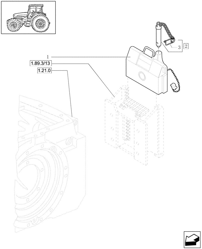 Схема запчастей Case IH JX1090U - (1.89.3/04) - (VAR.932) TOW HOOK & SUPPORT (09) - IMPLEMENT LIFT