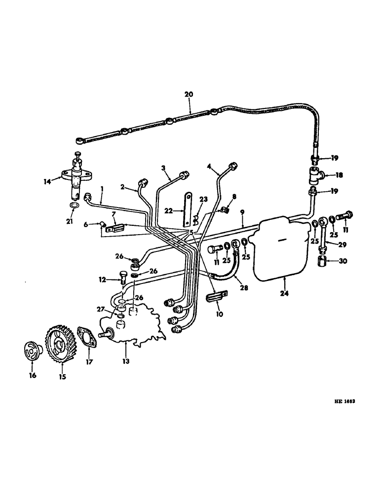 Схема запчастей Case IH 275 - (D-22) - D206 DIESEL ENGINE, FUEL INJECTION SYSTEM, FOR DUAL FILTER SYSTEM, ENGINE S.N. DF2D020070 AND SINCE (01) - ENGINE