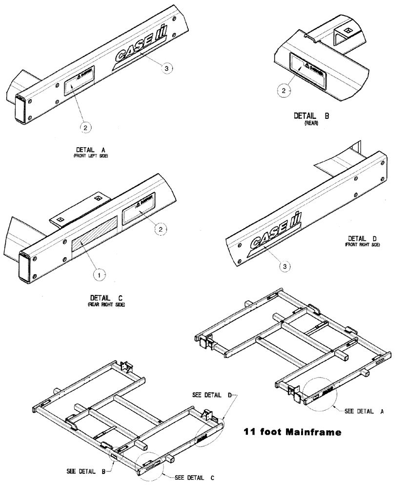 Схема запчастей Case IH 4450 - (09-36) - DECAL LOCATION - 11 FOOT MAINFRAME 