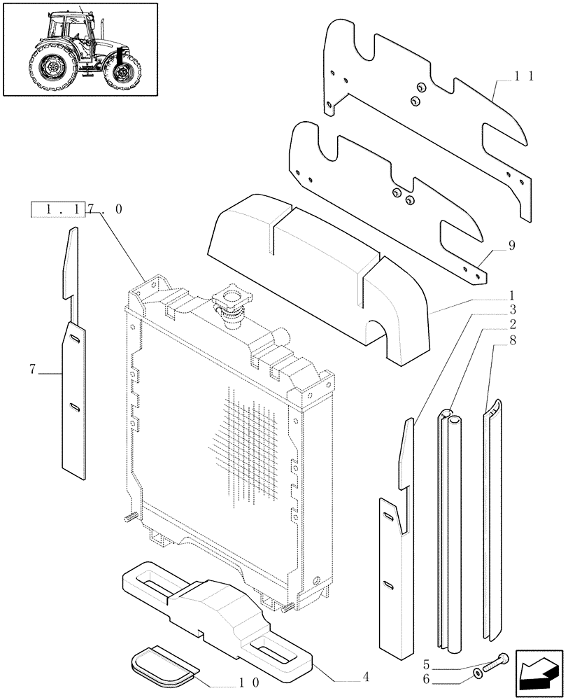 Схема запчастей Case IH JX70 - (1.17.5[01]) - RADIATOR - SEALS - C6489 (02) - ENGINE EQUIPMENT