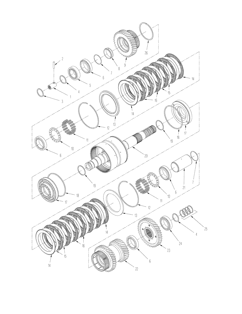 Схема запчастей Case IH STX425 - (06-43) - POWER SHIFT TRANSMISSION - SECOND SHAFT ASSEMBLY (06) - POWER TRAIN