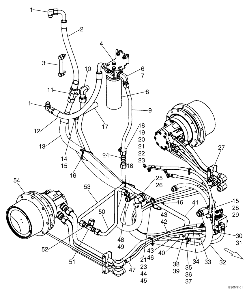 Схема запчастей Case IH 440CT - (06-03) - HYDROSTATICS - PUMP, SUPPLY AND RETURN (440CT) (06) - POWER TRAIN