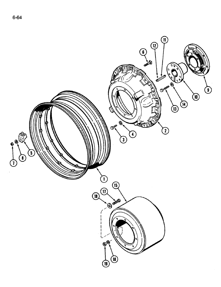 Схема запчастей Case IH 3394 - (6-64) - DUAL REAR WHEELS, CAST WITH 38 INCH RIMS (06) - POWER TRAIN